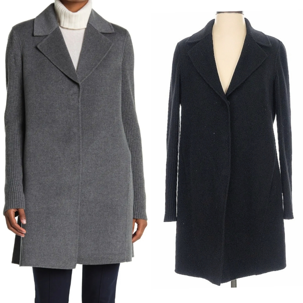 KINROSS Cashmere Blend Jacket - Ribbed Sleeve Notched Collar